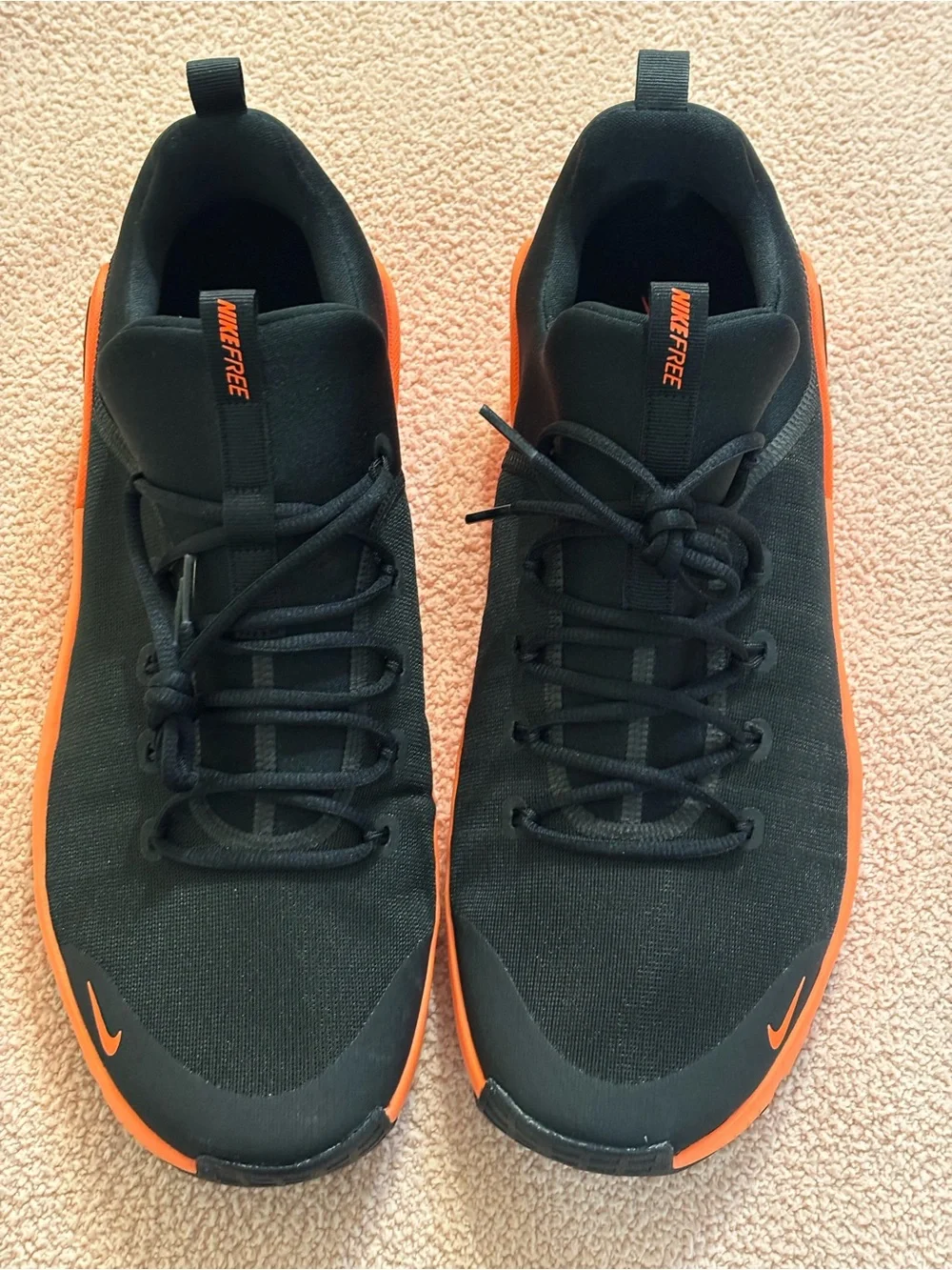 Nike Men’s Black and Bright Orange Training Sneakers